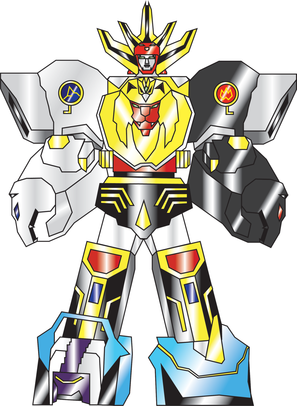 Wild Force Megazord Double Knuckle Striker Mode By - Power Rangers Wild Force Zords (1024x1397)