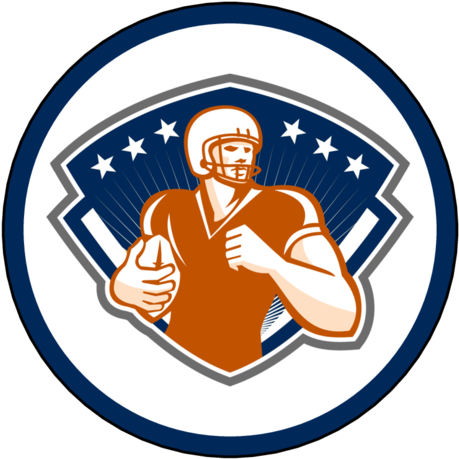 Ol350 - 2 - 5" Circle - Team Orange Circle Label - American Football Running Back Crest Grayscale Card (500x500)