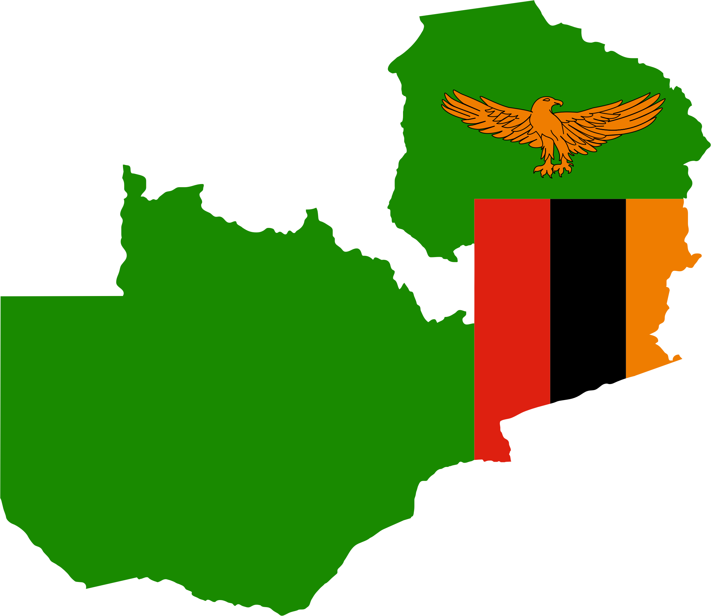 Flag Map - Zambia Map And Flag (2318x2008)