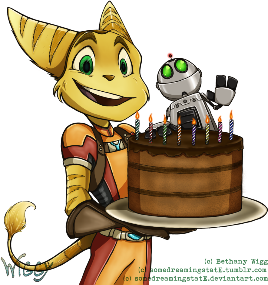 Ratchet And Clank And Cake By Wiggybe - Ratchet And Clank Fan Art (900x970)