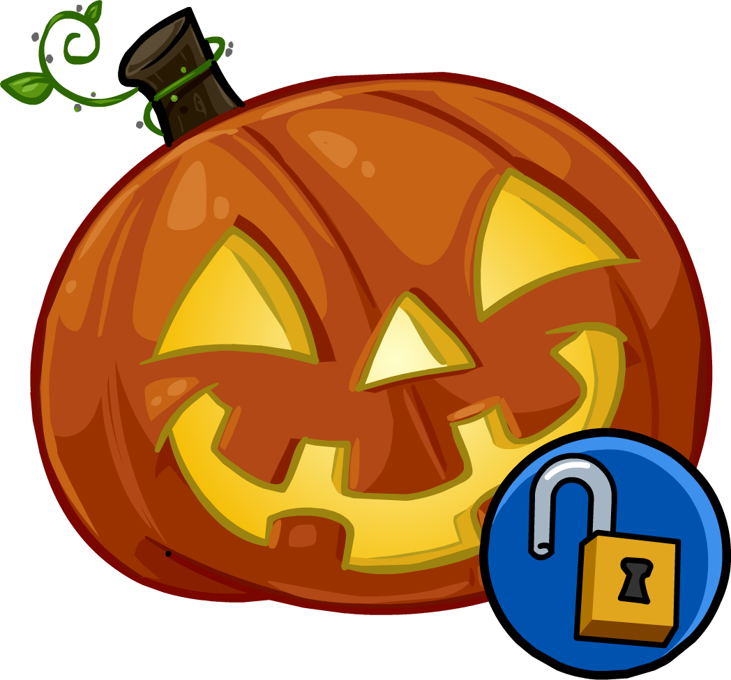 Glowing Pumpkin Head - Club Penguin Pumpkin Head (1048x975)