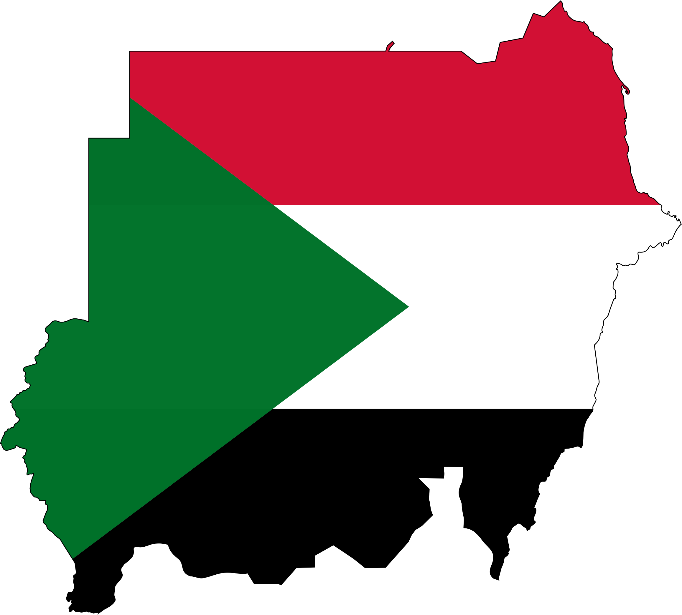 Flag Map With Stroke - Sudan Flag And Map (2314x2088)
