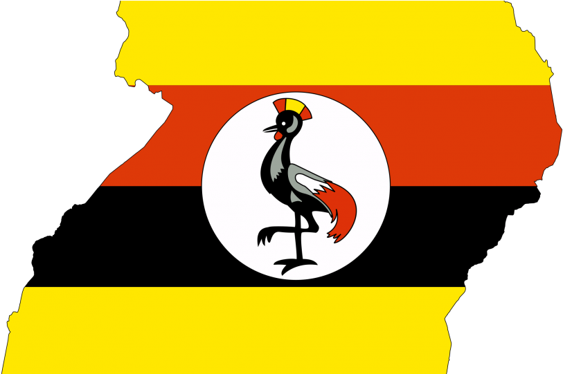Outline Of Map Of Uganda, With Ugandan Flag Overlayed - Uganda Flag Country (830x540)