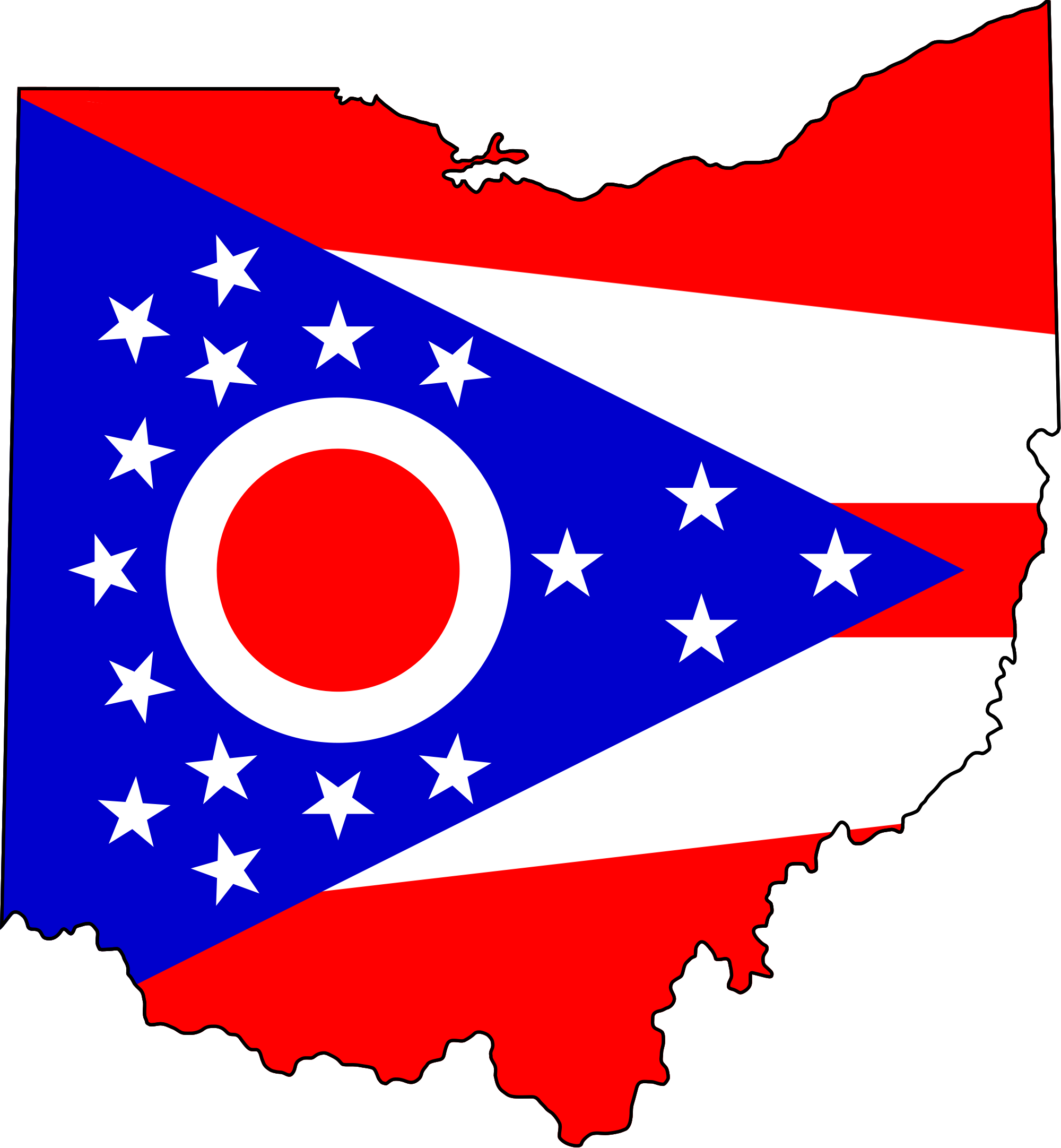Ohio Map Clipart - Flag Map Of Ohio (2000x2163)