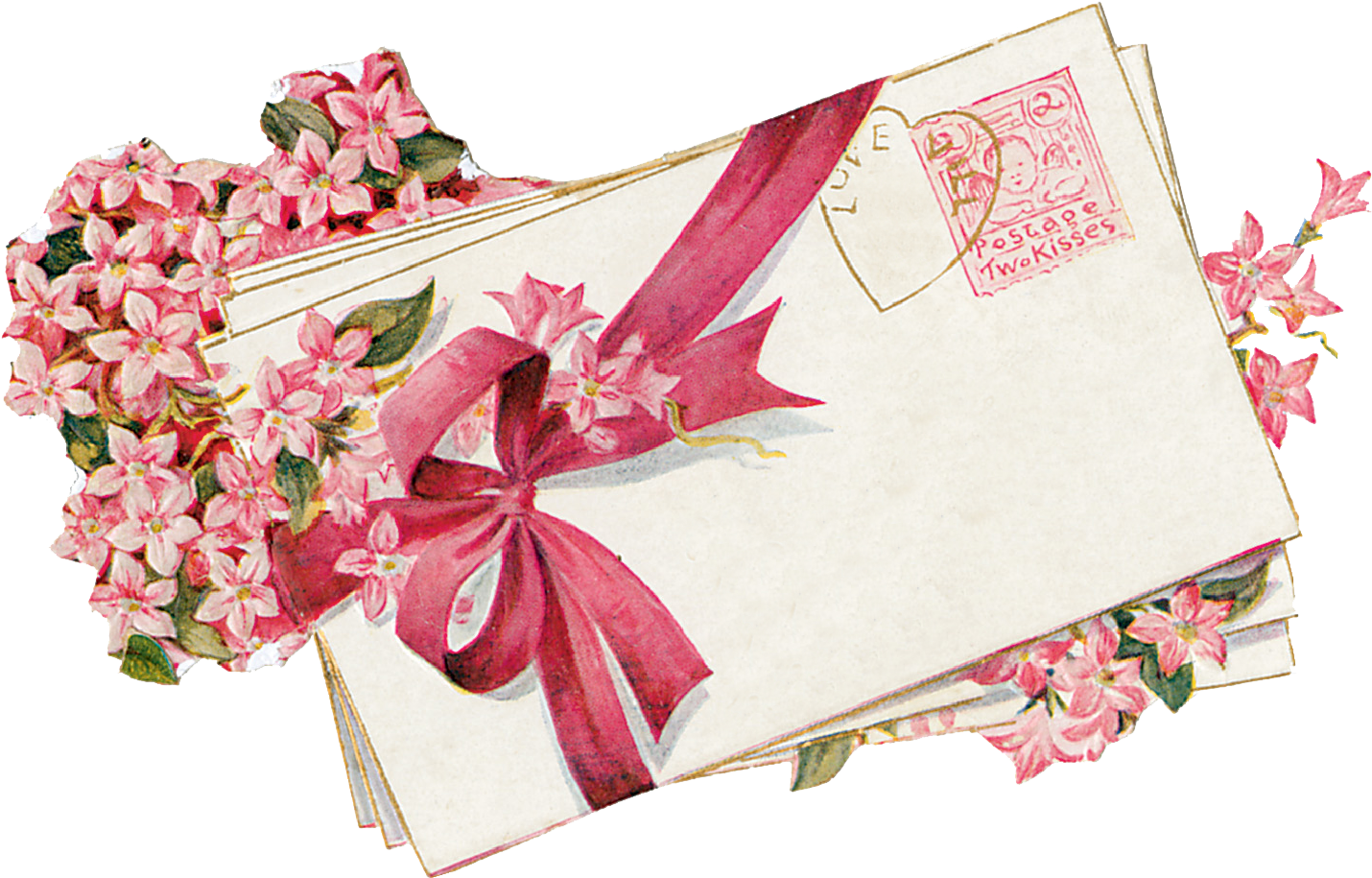 Cherub Love Letters Vintage Love Clipart - Vintage Valentine Clip Art (1537x958)