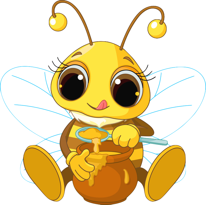 Busy Bee Eat Honey - Cute Honey Bee (800x794)
