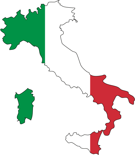 Italy Flag Map - Italy Red White Green (516x600)