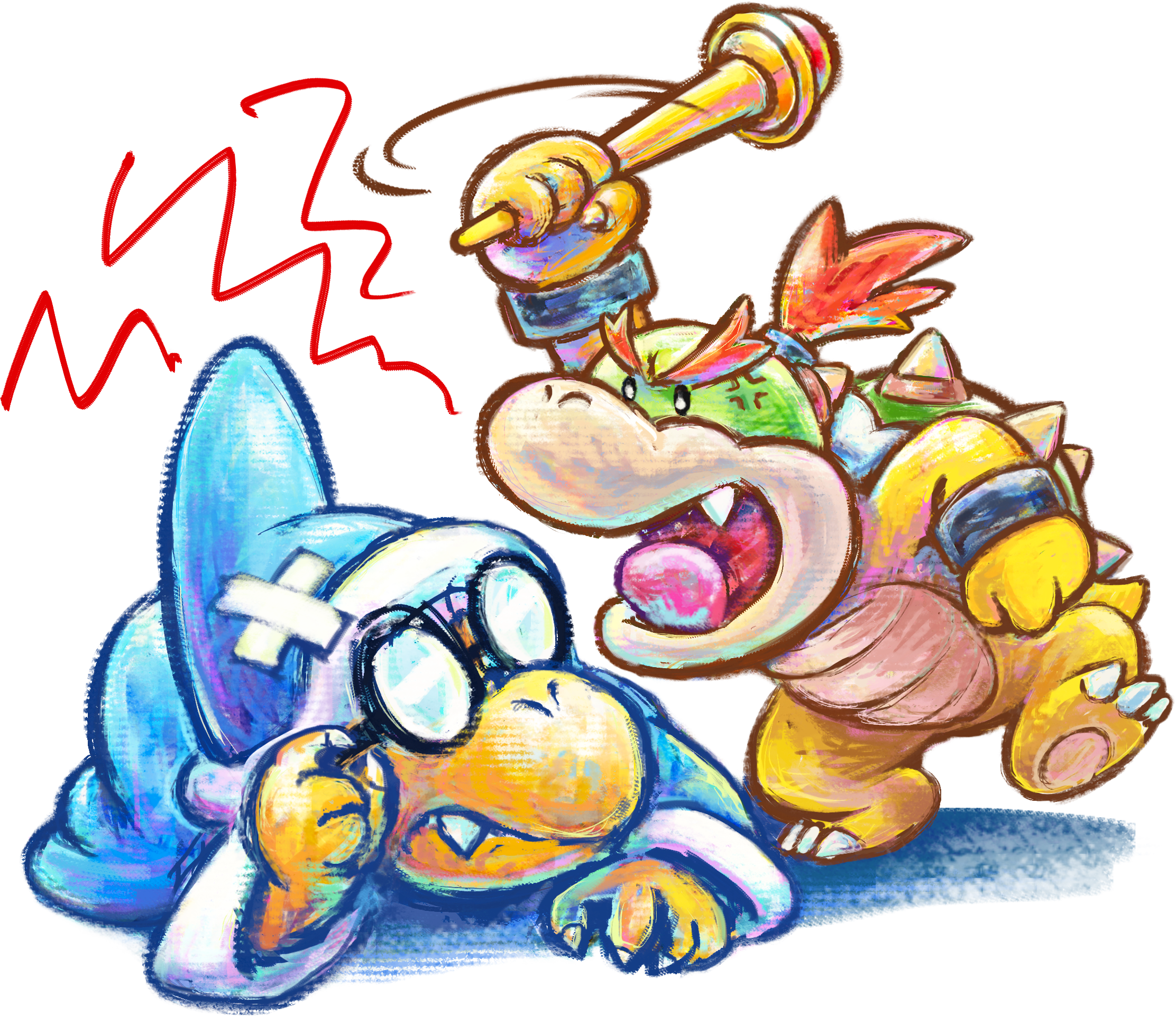 Covered Clipart Yoshi's New Island - Bowser Jr And Baby Bowser (2224x1922)
