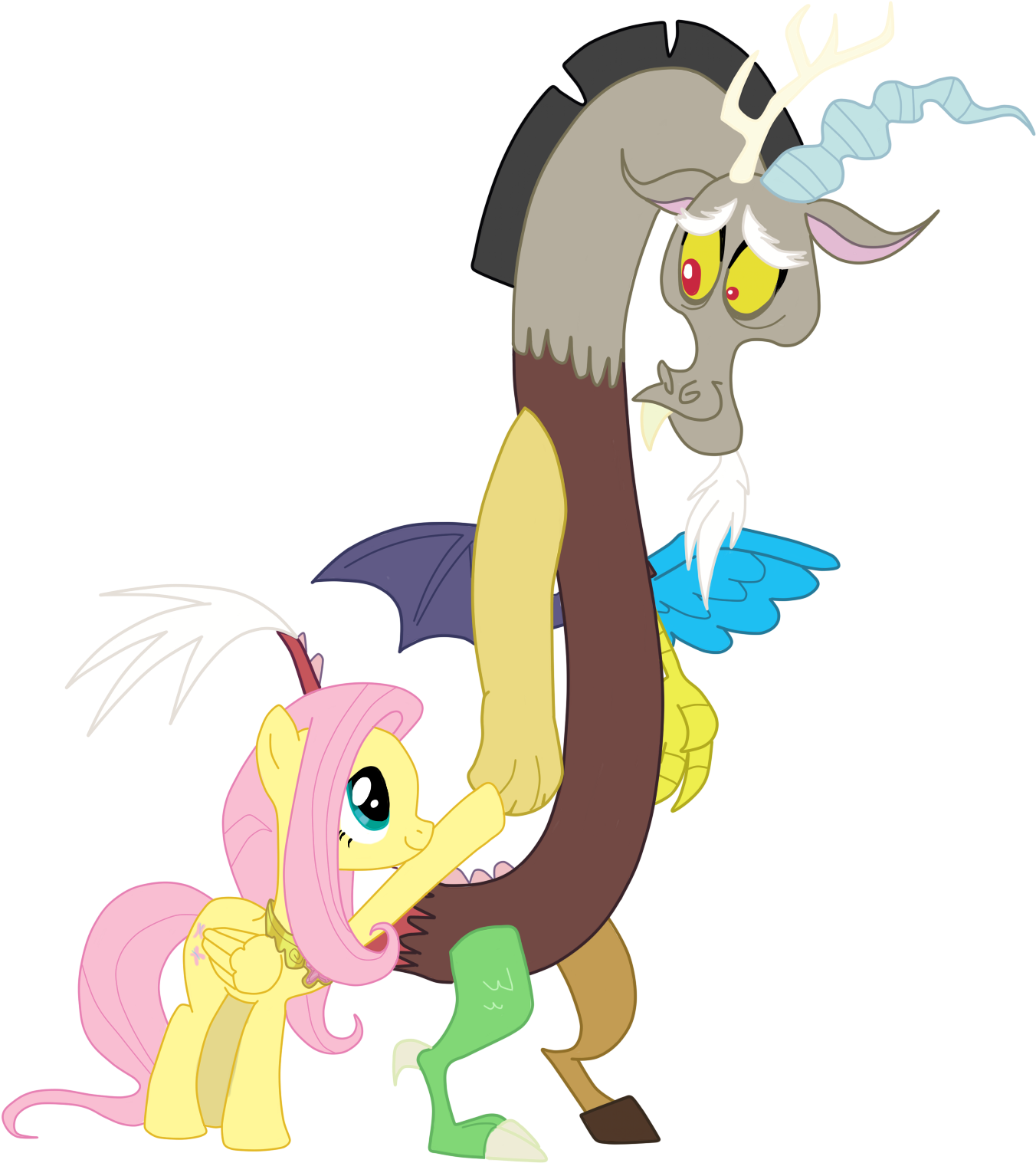 Discord, Discoshy, Fluttershy, Safe, Vector - Mlp Fluttershy And Discord (1500x1683)
