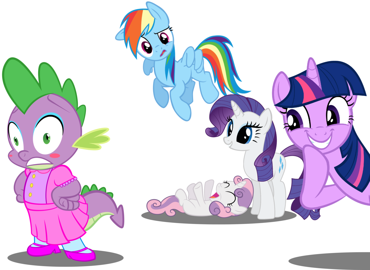 Spellboundcanvas, Clothes, Confused, Crossdressing, - My Little Pony Spike Dress (1280x934)