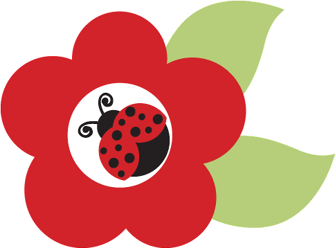 Lady Beetle Clipart Cute Button - Ladybug Flower Clipart (507x375)