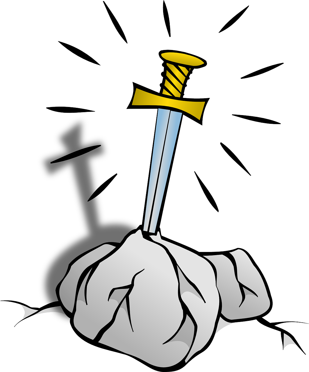 England, Excalibur, Legend, Sword, England, Stone - Sword In The Stone Cartoon (2400x2400)