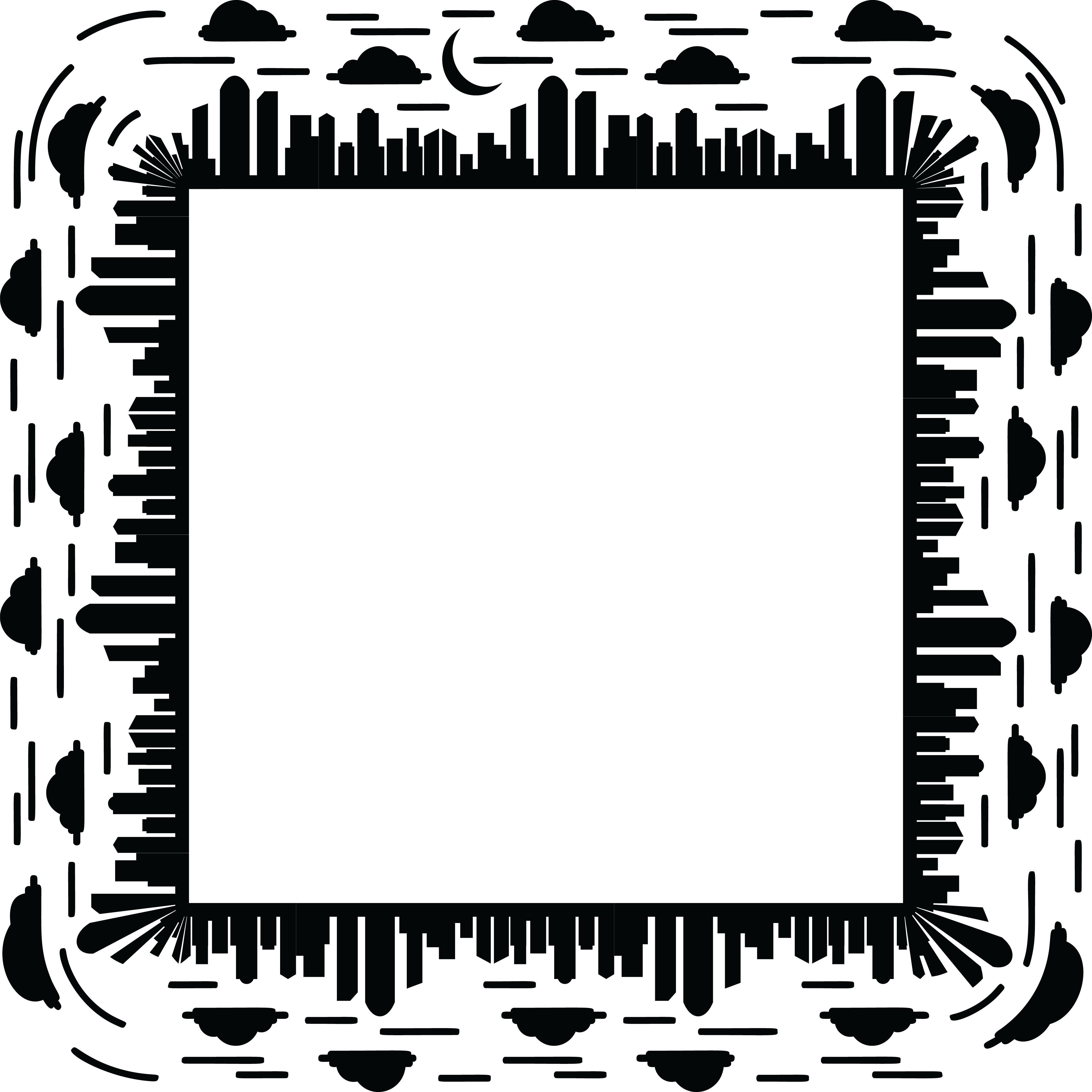 Free Clipart Images - City Paper Border (4000x4000)