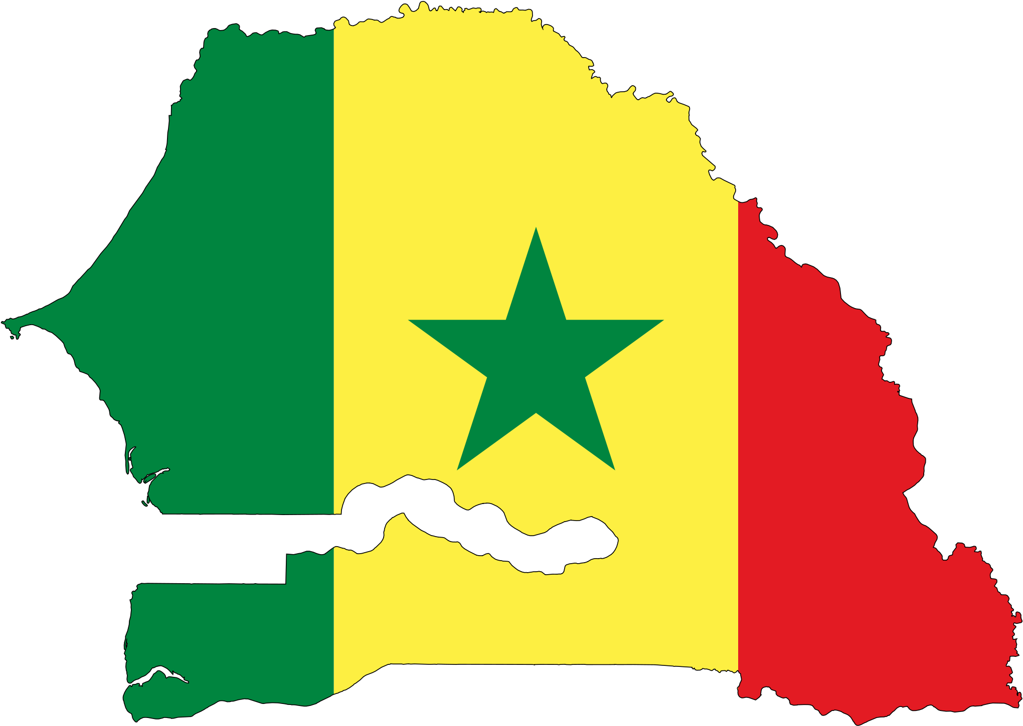 Flag Map Of Senegal - Senegal Flag Map (2048x1459)