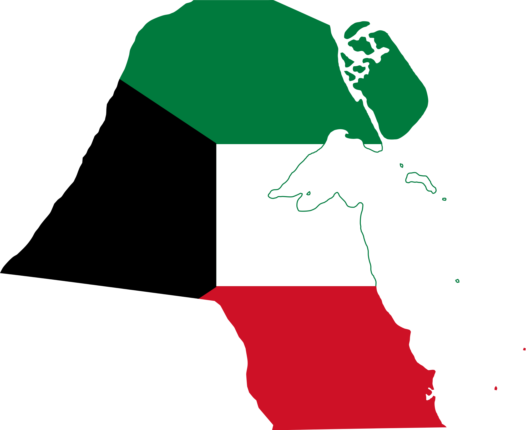 Open - Kuwait Country Map Flag (2000x1638)