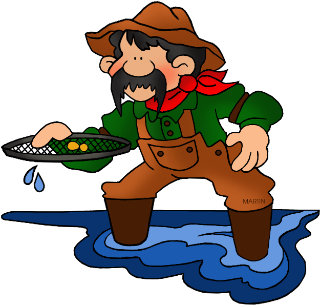 Gold Rush - Panning For Gold Clip Art (648x626)