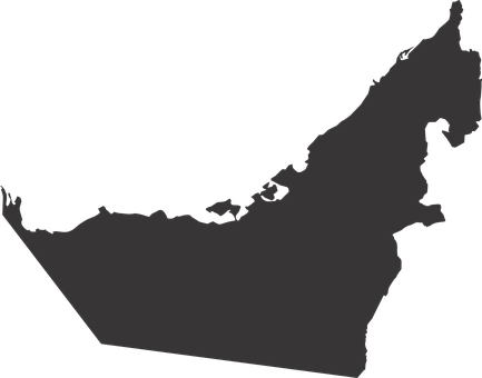 United Arab Emerites Map Silhouette Countr - Uae Map Black Png (433x340)