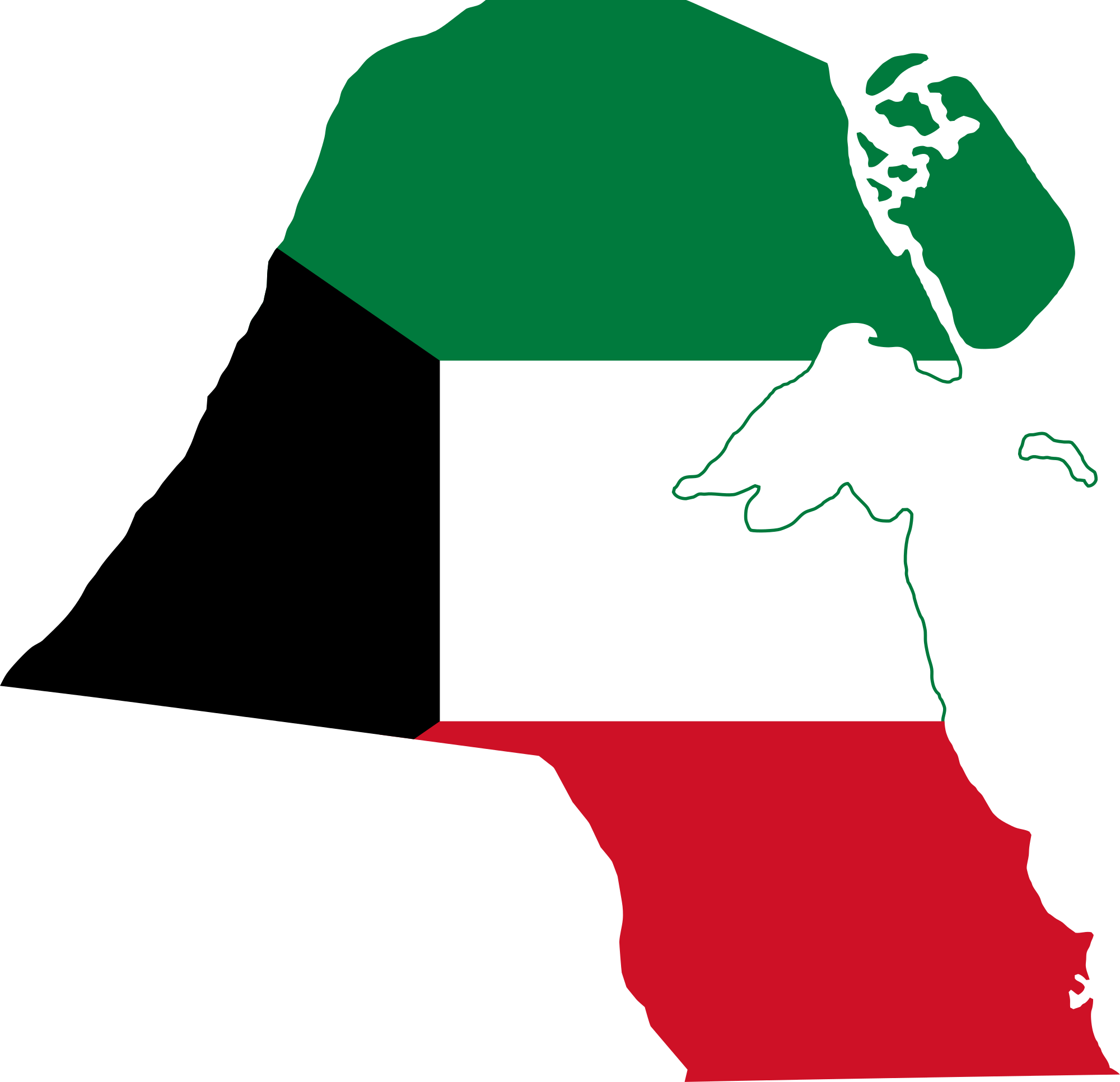 Kuwait - Kuwait Flag Map (2000x1933)