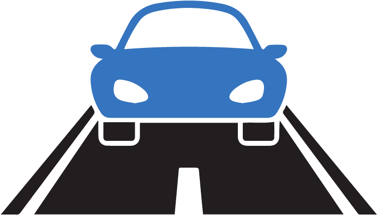 Current Road Capacity - Car On Road Icon (833x523)