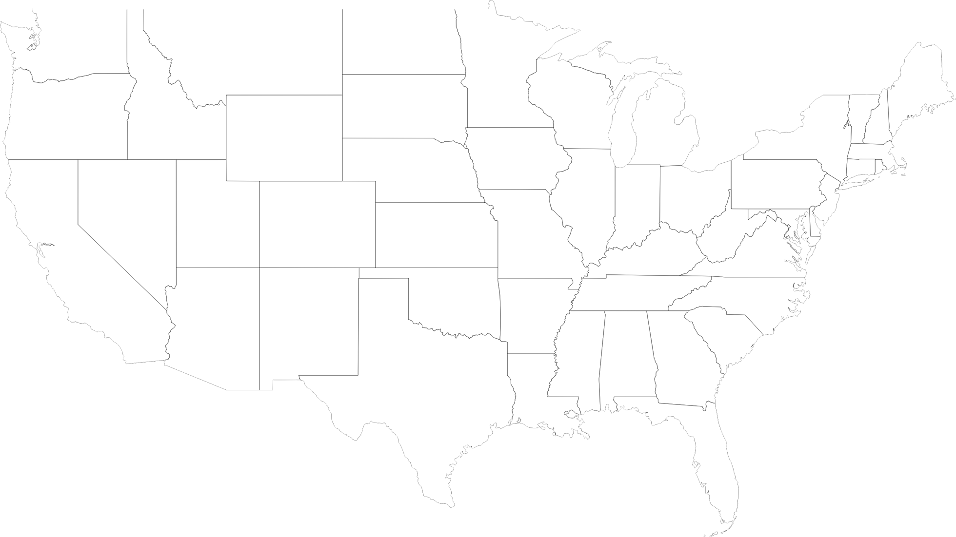 United States Map With Outline Of States - American Mold Builders Association (1960x1102)