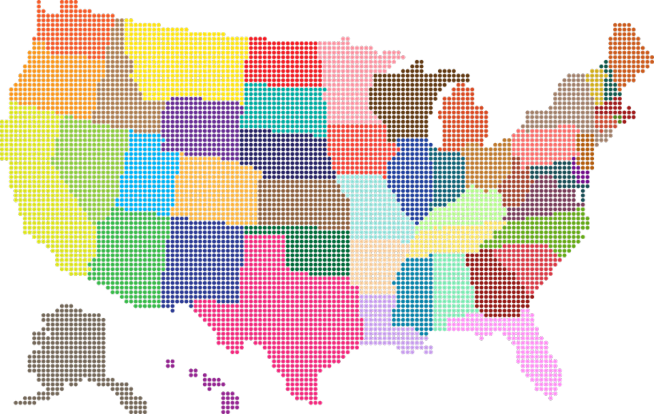 Thrillist Has Put Together A List Of The Best Things - United States Map Colored (654x414)