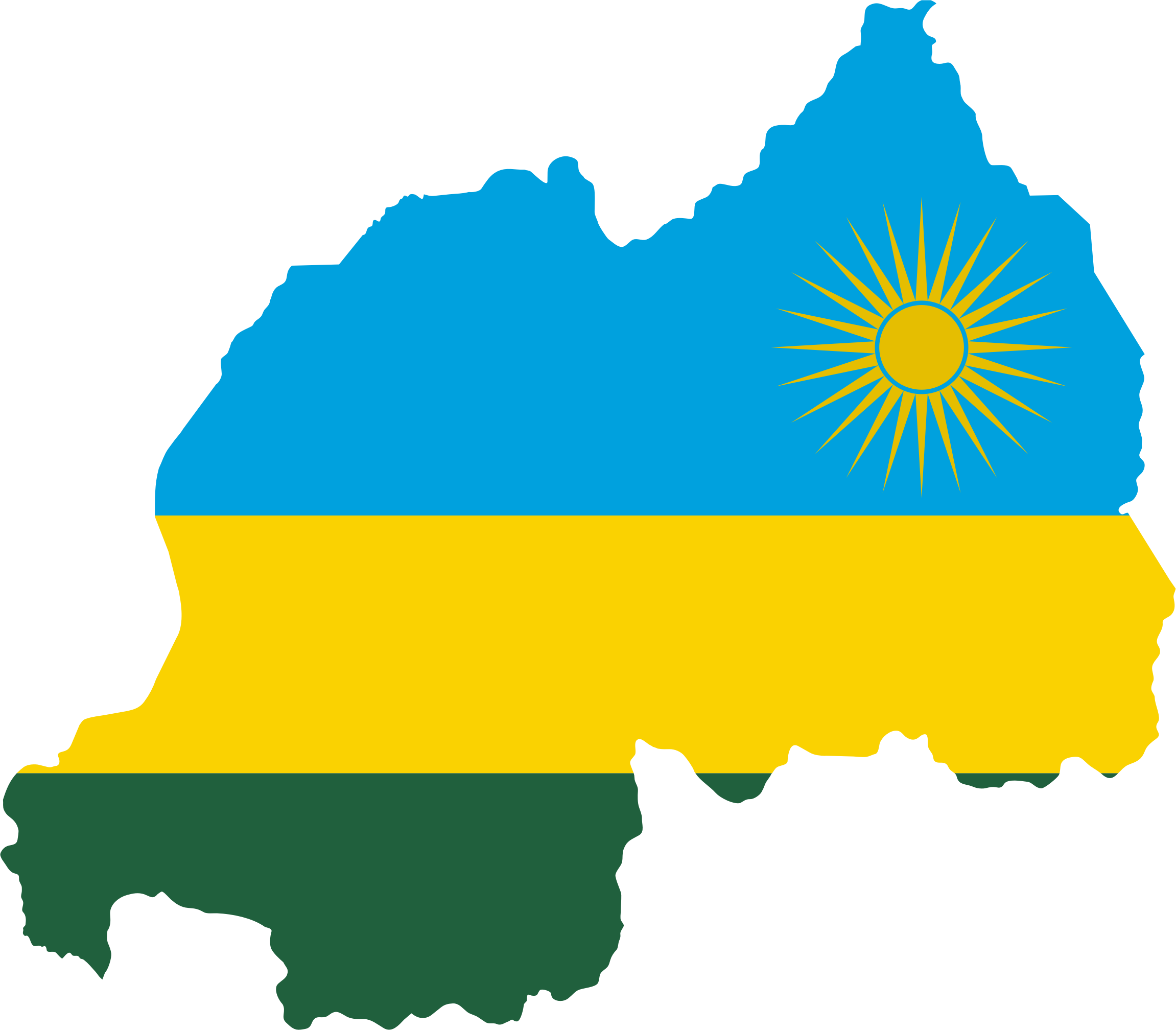 Rwanda - Rwanda Flag Map (2302x2016)