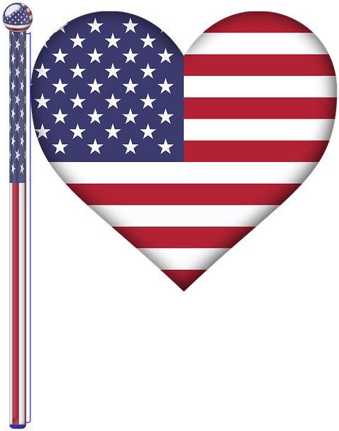America, Heart, Flag, Usa, 3d, Art, Flag Pole, Glossy - Heart With American Flag (898x720)
