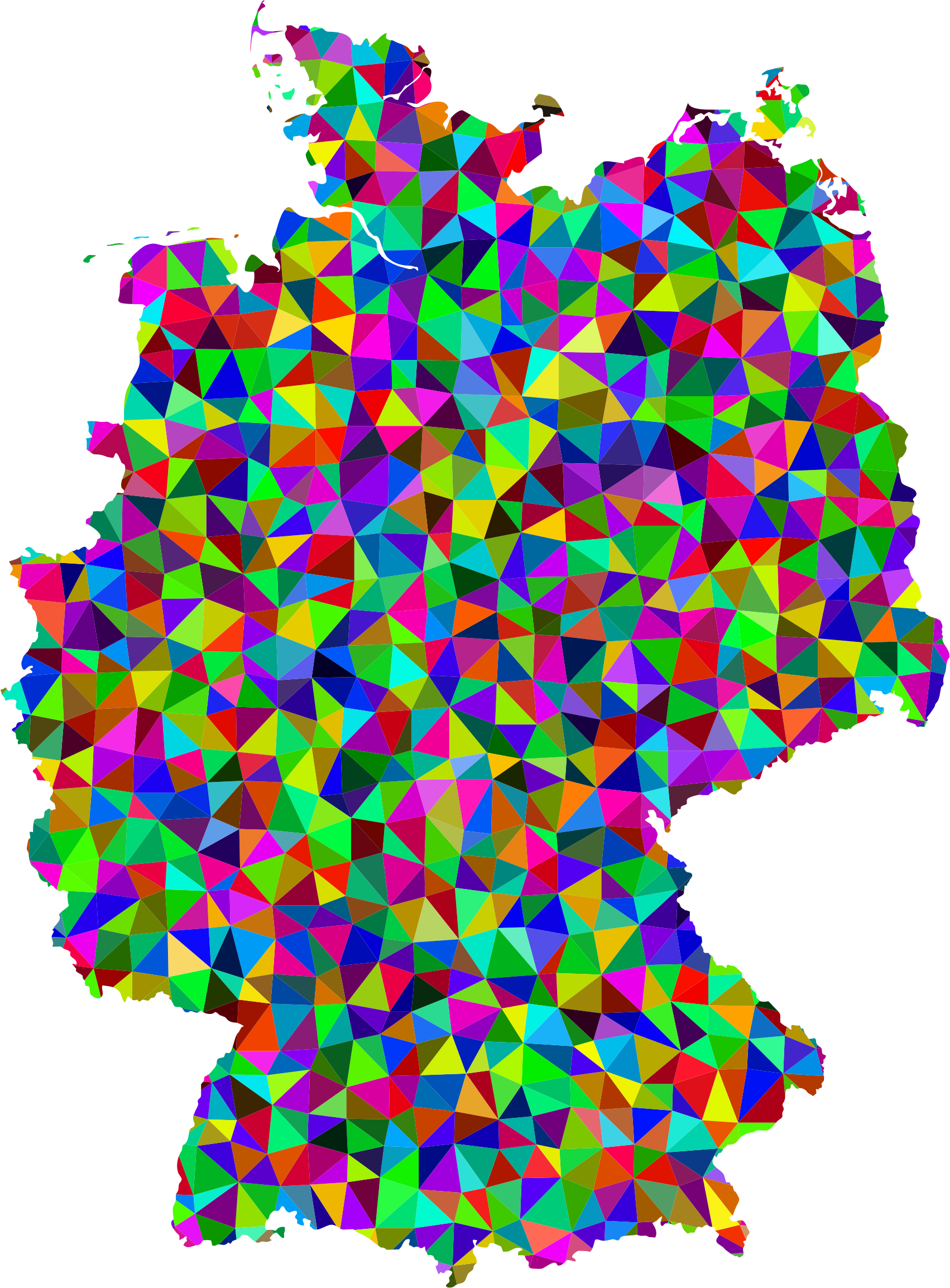 Low Poly Germany Map - Portable Network Graphics (1702x2308)
