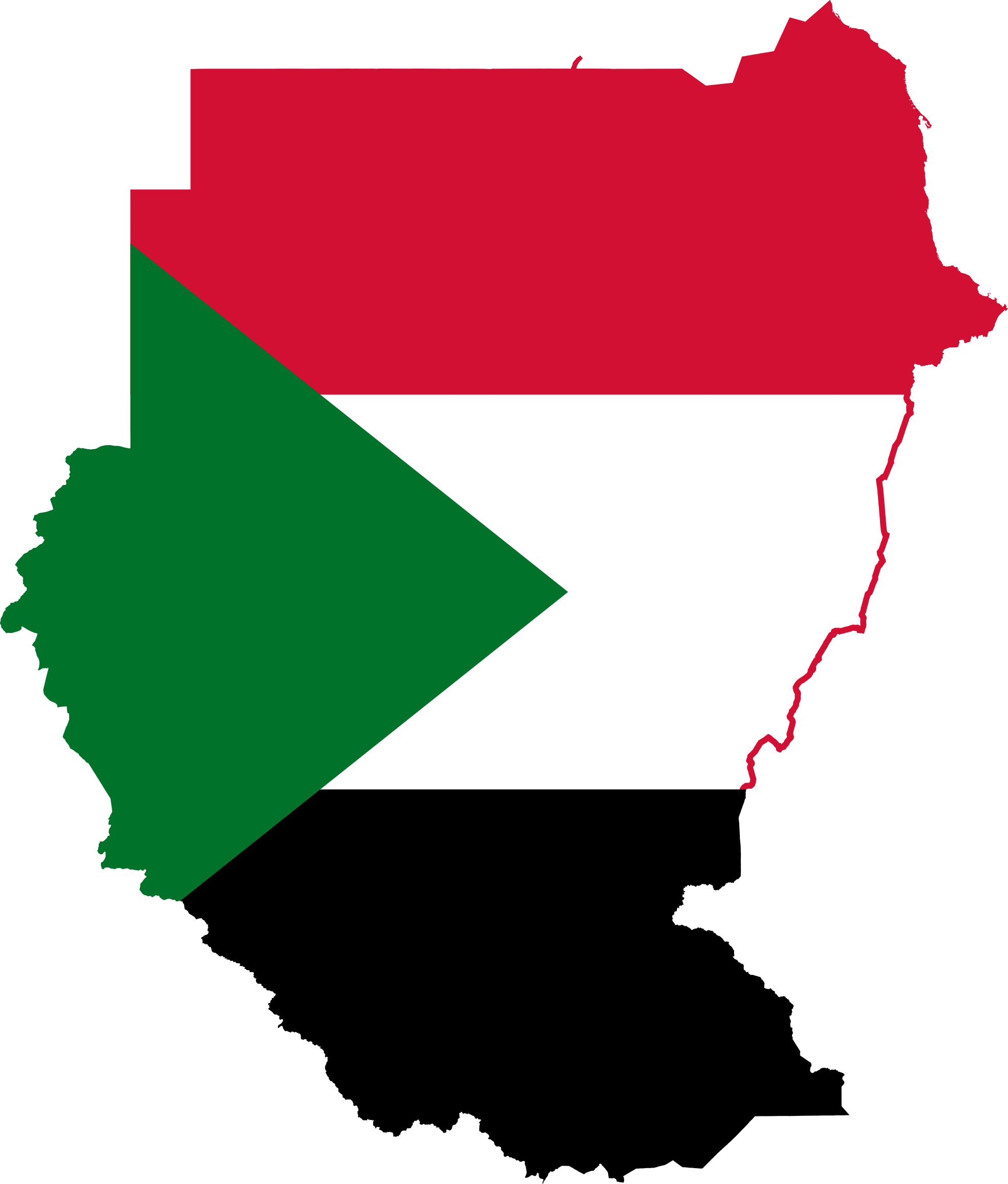Sudan Clipart - Sudan Flag Map (1969x2312)