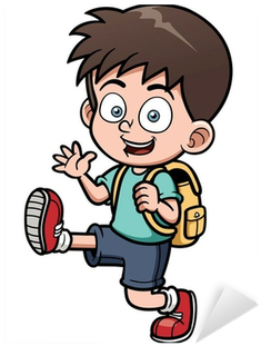 Vector Illustration Of Boy Go To School Sticker • Pixers® - Illustration (400x400)
