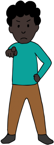 A Man Pointing To A Person - Person (595x842)