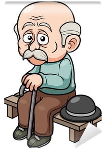 Illustration Of Cartoon Old Man Sitting Bench Wall - Cartoon Of Old Man (400x400)