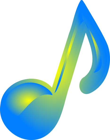 Blue Yellow Music Note Svg Clip Arts 468 X 594 Px - Blue And Green Music Notes (468x594)