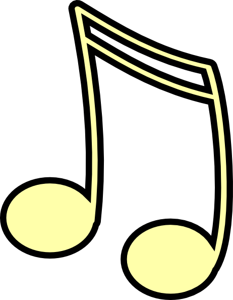 Yellow 16th Note Clip Art - Music Notes Yellow Clipart (462x594)