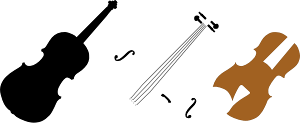 Violin Clip Art - Violin Silhouette (600x270)