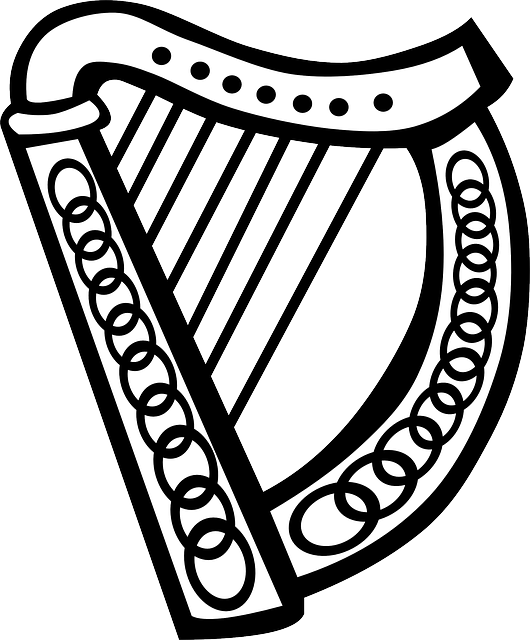 Music, Celtic, Simple, Outline, Symbol, Symbols, Harp - Irish Harp Clip Art (530x640)