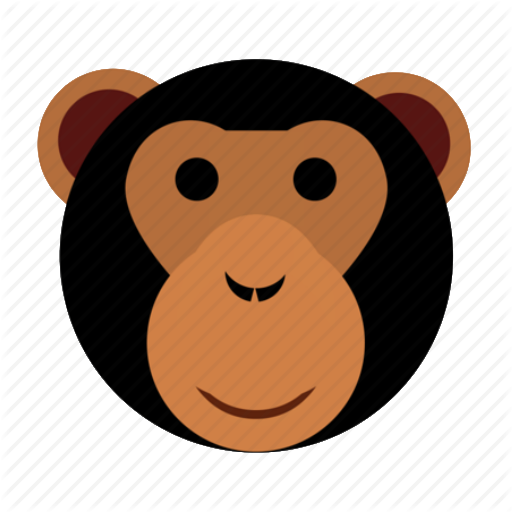 Monkey And Ape Animal Silhouettes - Cute Animals Head Png (512x512)