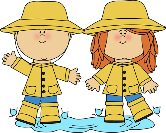 Kids In The Rain - Jump In Puddles Clipart (550x442)