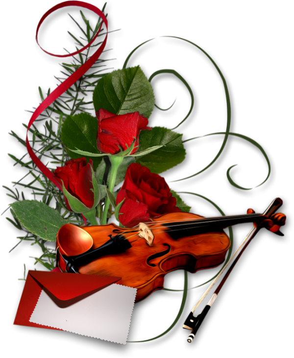 Roses - Flowers Explodinf From A Violin (600x730)