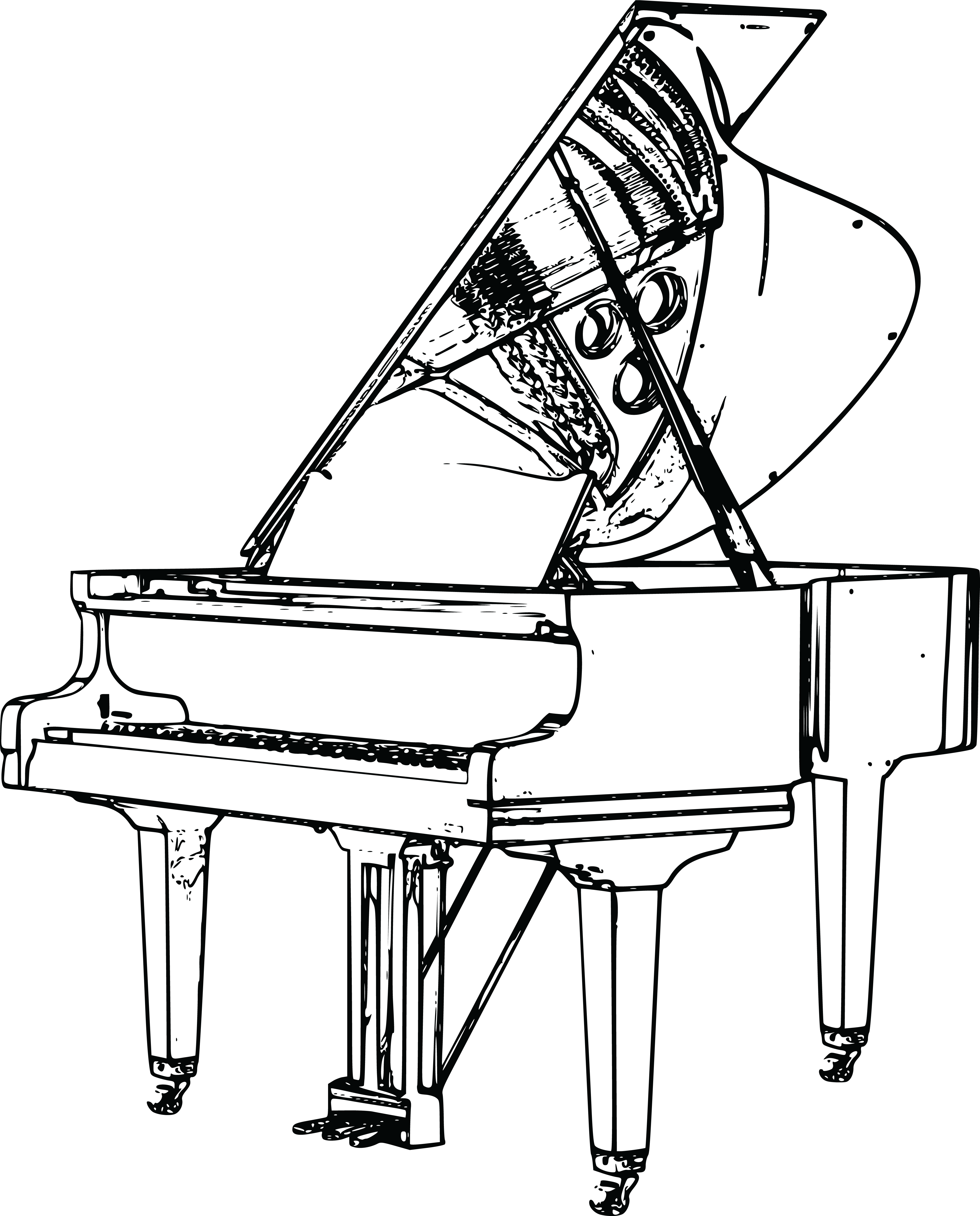 Free Clipart Of A Harpsichord Flugel - Piano Drawing Png (4000x4963)