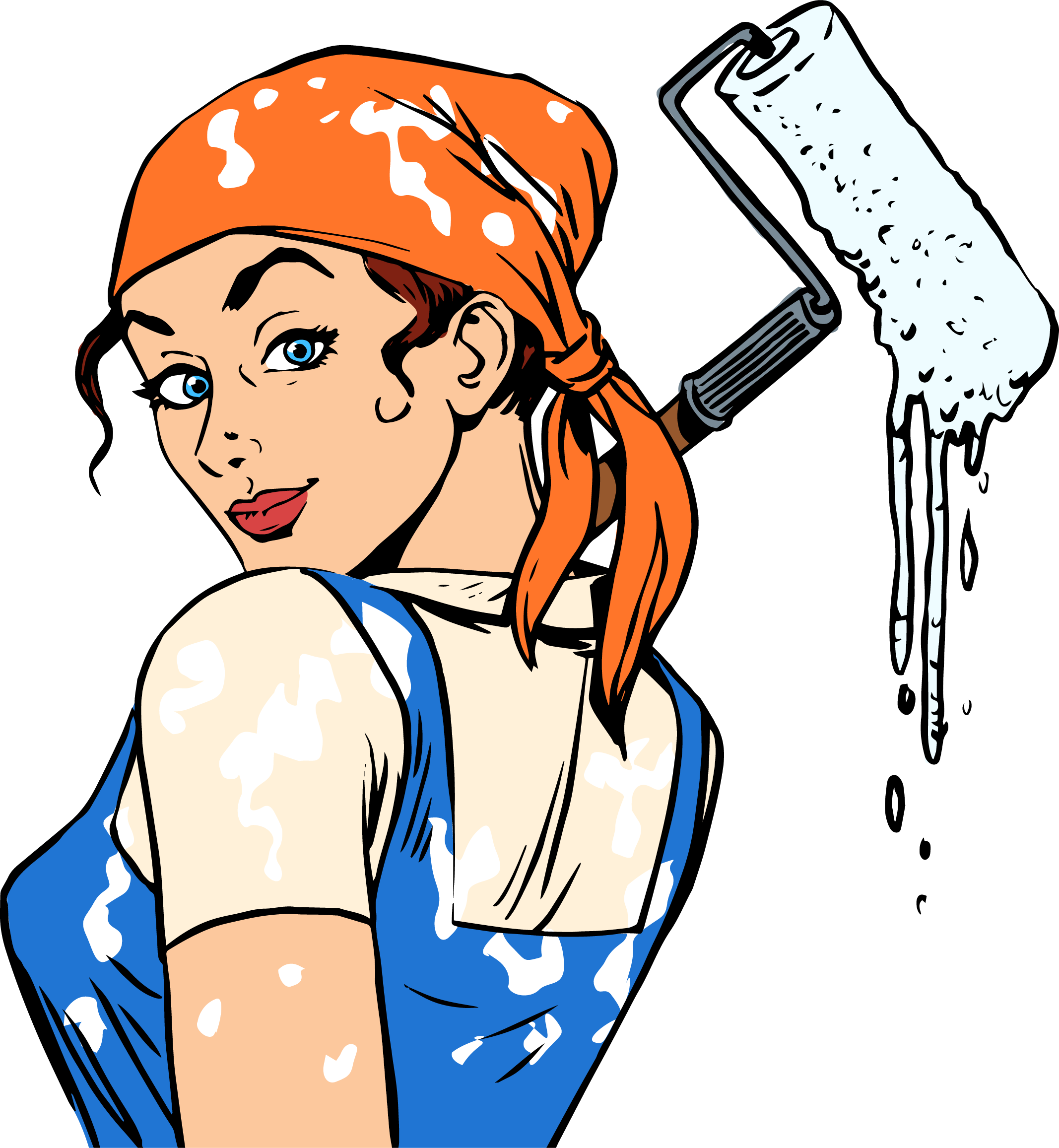 Painting House Painter And Decorator Profession Illustration - Female House Painter Clip Art (2134x2313)