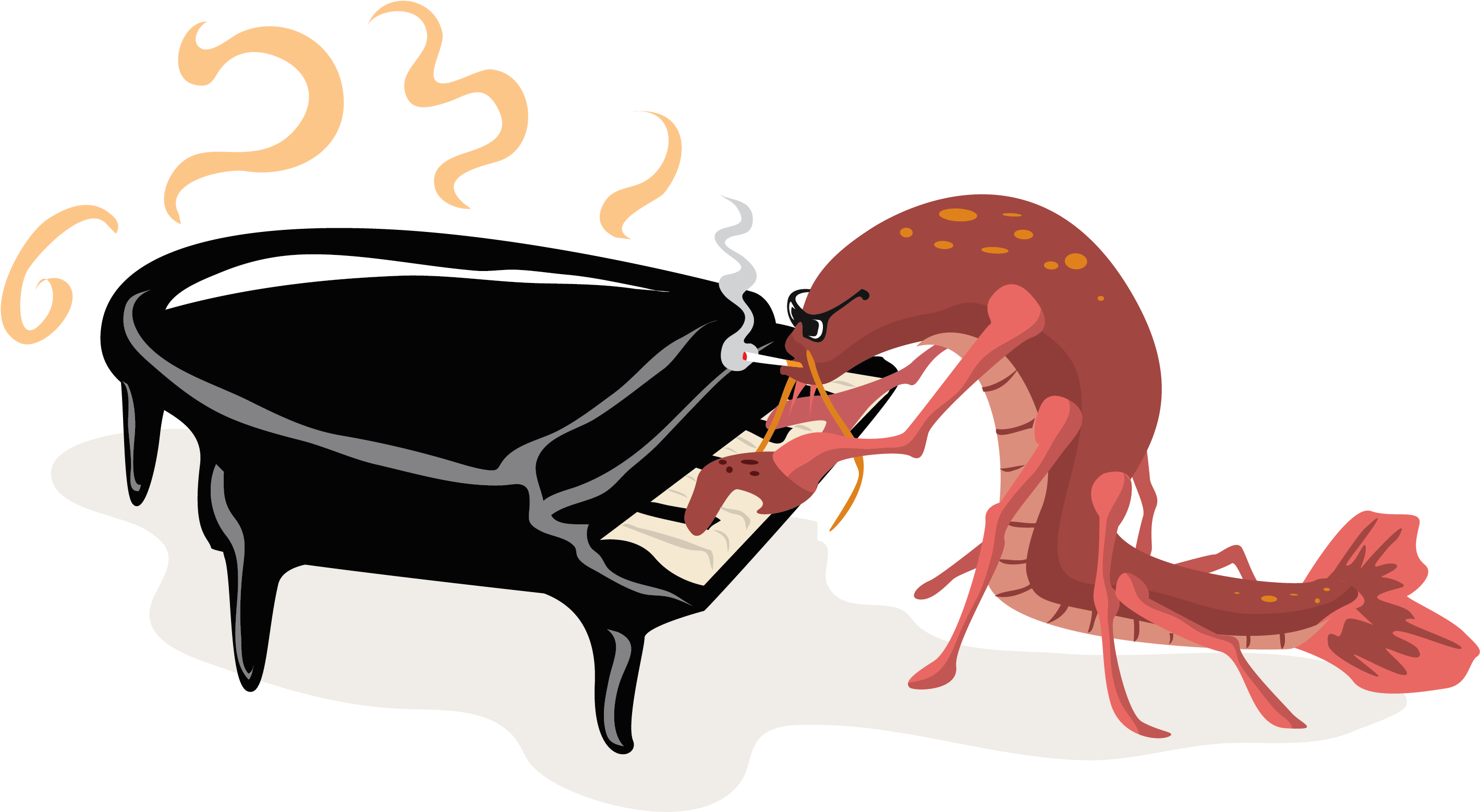 Crawfish Playing Piano Free Vector Clip Art - Clip Art (3027x1749)