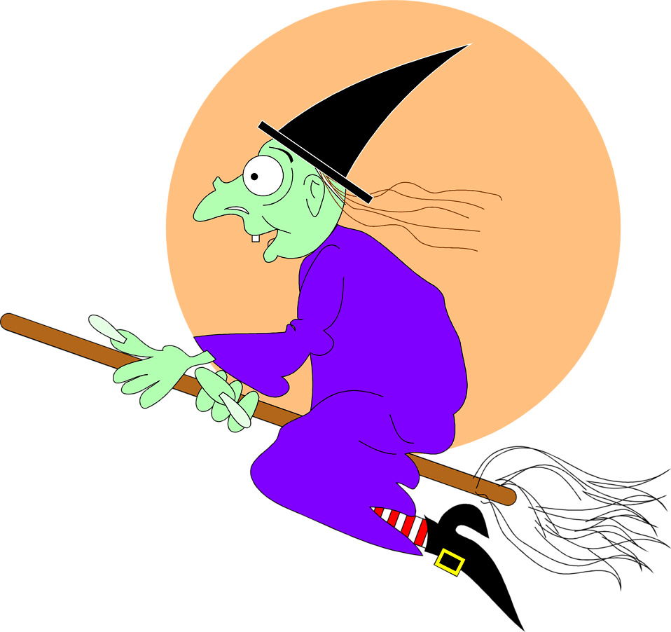 Most Helpful Girl - Witch In A Broomstick Clipart (958x902)