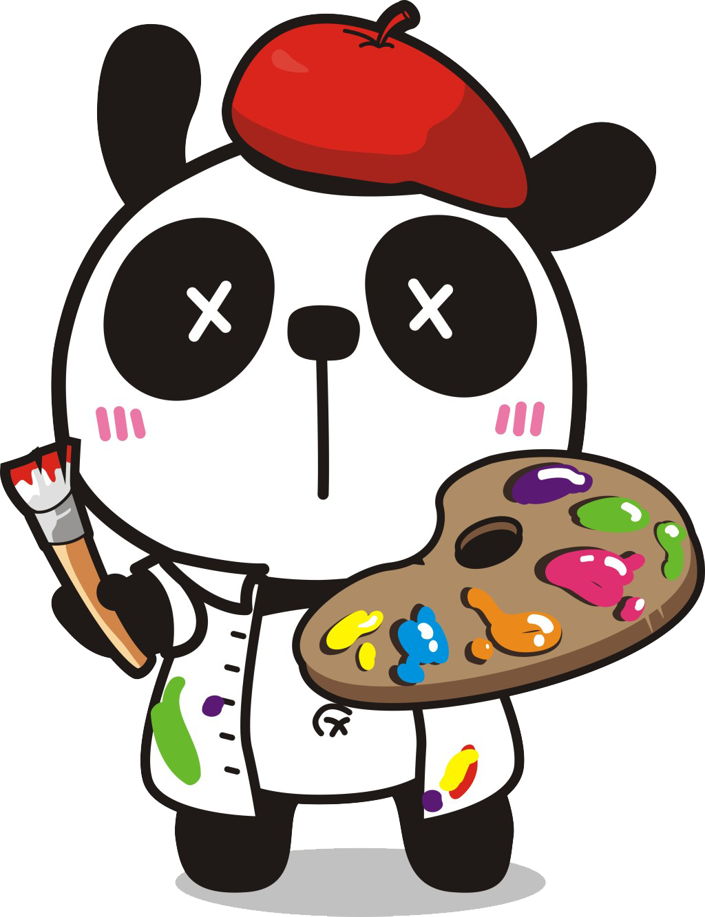 Giant Panda Painter Cartoon - Giant Panda Painter Cartoon (1024x1333)