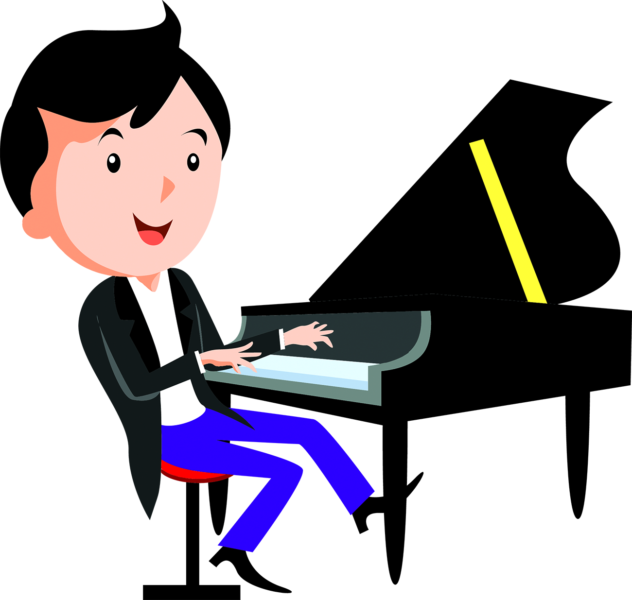 Cartoon Network Piano Drawing - Playing The Piano Drawing (1300x1235)