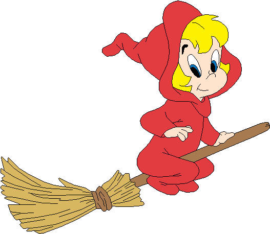 Little Witch And A Black Cat In The Flying Broomstick - Wendy The Good Little Witch (543x472)