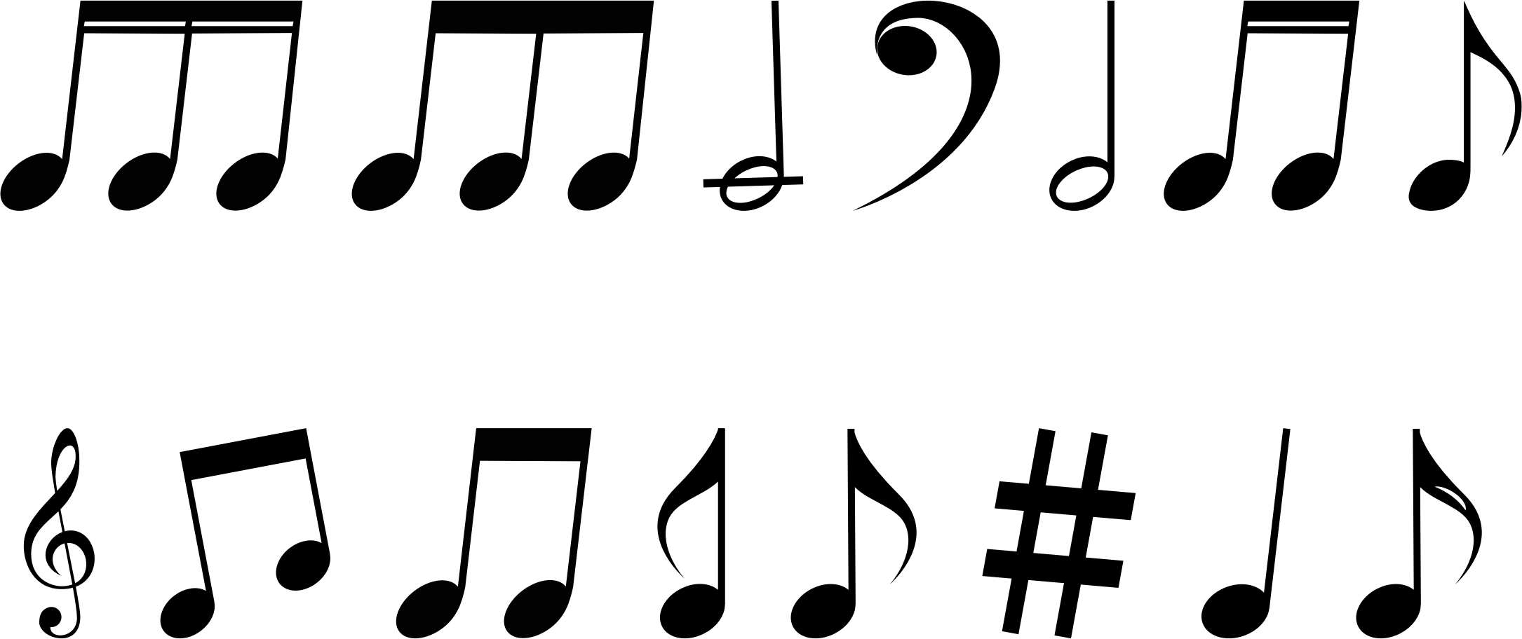 Music Notes Png Clipart Web Icons Png - Musical Notes Silhouette (2170x912)