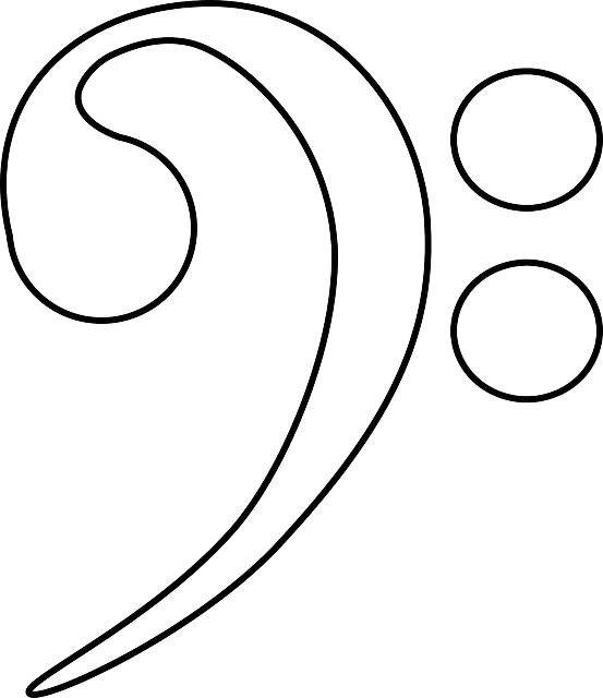 Stage Play Outline Early Templates Music Coloring Images - Bass Clef Coloring Page (553x640)