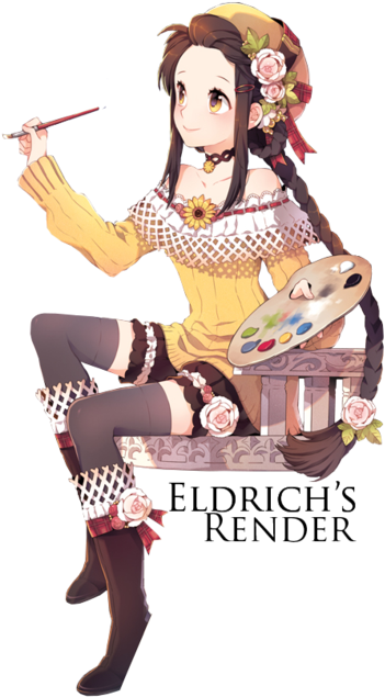 Female Painter Clipart Download - Anime Painting Render (400x667)