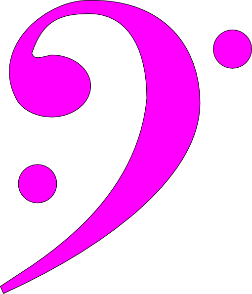 Bass Clef Magenta Clip Art At Clker - Colourful Bass Clef (510x595)